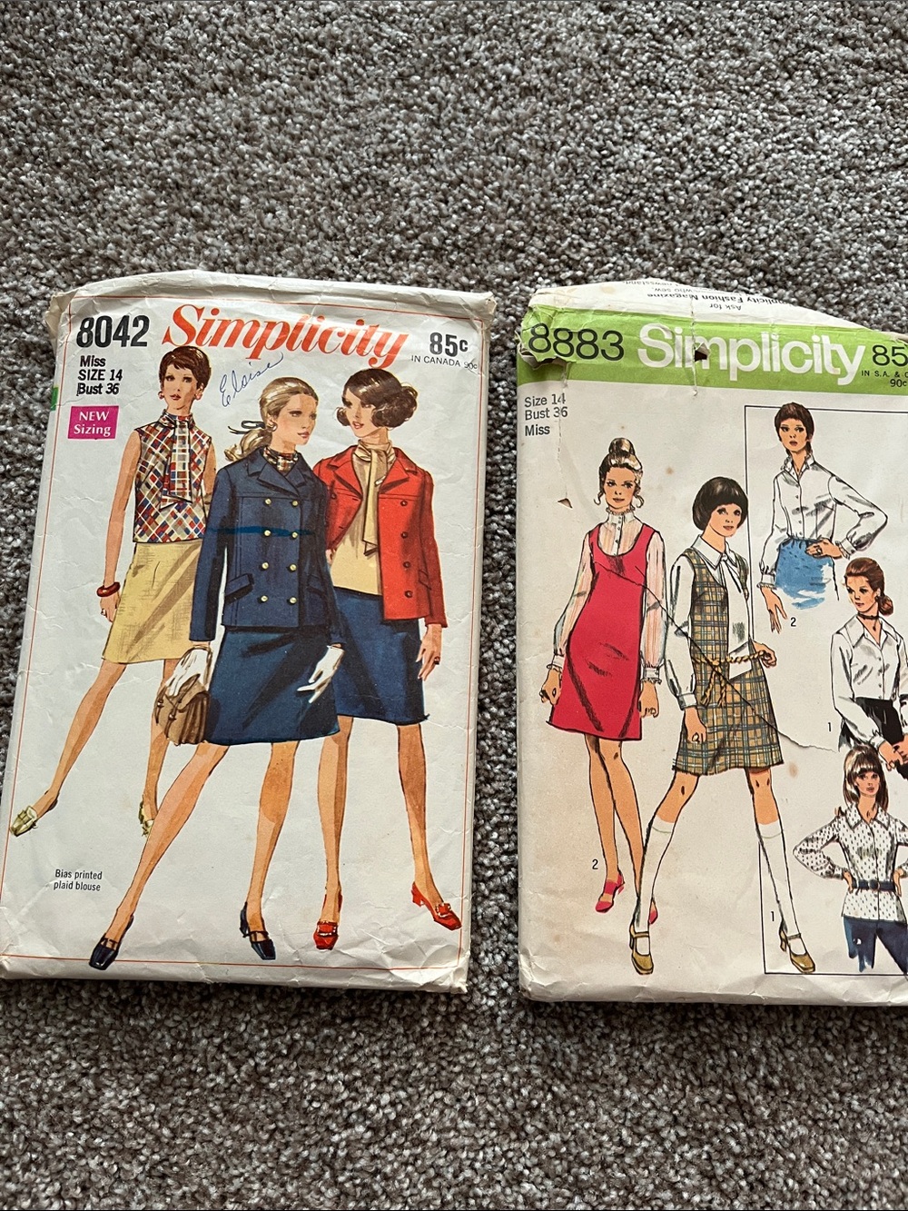 Simplicity 8883-8042 Vintage Sewing Pattern Pack , Rare From 60s
